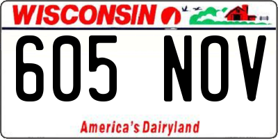 WI license plate 605NOV