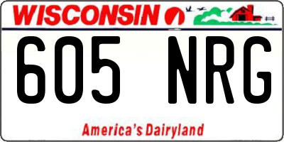 WI license plate 605NRG