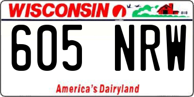 WI license plate 605NRW