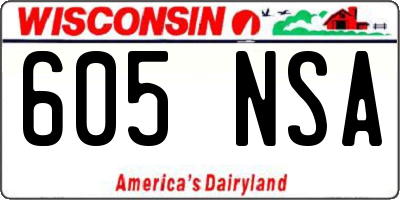 WI license plate 605NSA