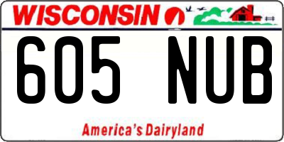 WI license plate 605NUB