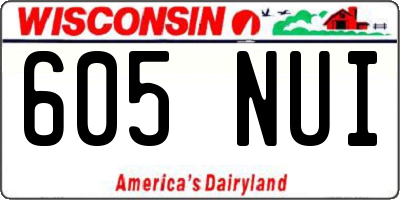 WI license plate 605NUI