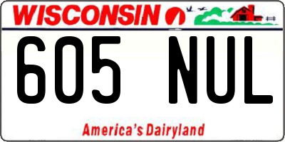 WI license plate 605NUL