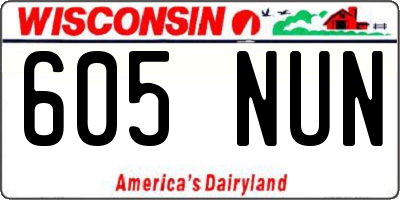 WI license plate 605NUN