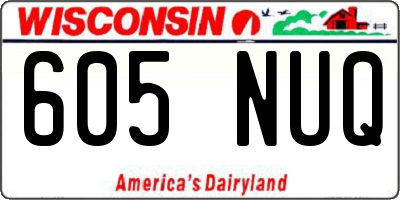 WI license plate 605NUQ