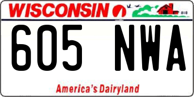 WI license plate 605NWA