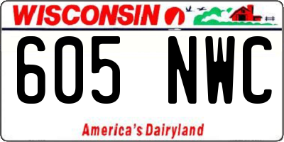 WI license plate 605NWC