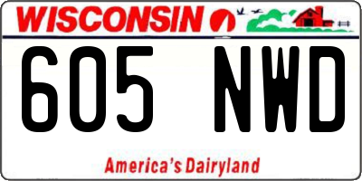 WI license plate 605NWD