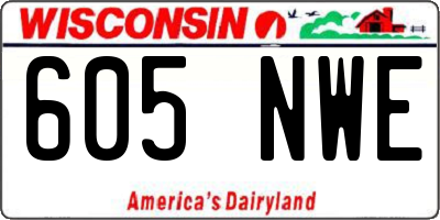 WI license plate 605NWE