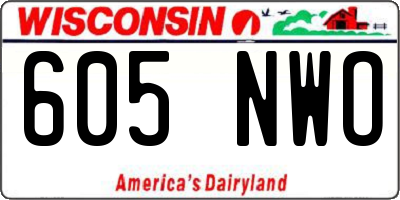 WI license plate 605NWO