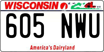 WI license plate 605NWU