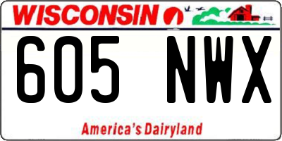 WI license plate 605NWX