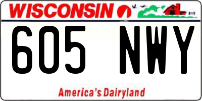 WI license plate 605NWY
