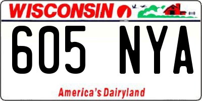 WI license plate 605NYA