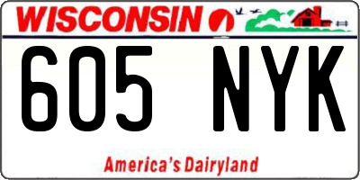 WI license plate 605NYK