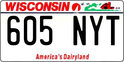 WI license plate 605NYT