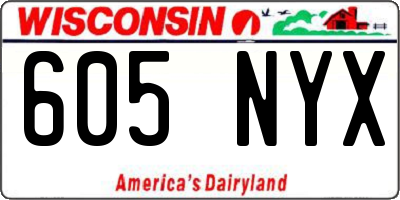 WI license plate 605NYX