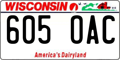 WI license plate 605OAC
