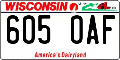 WI license plate 605OAF