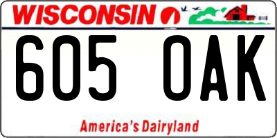 WI license plate 605OAK