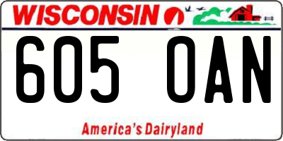 WI license plate 605OAN