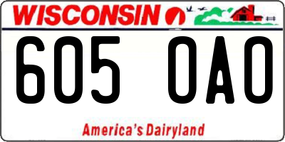 WI license plate 605OAO