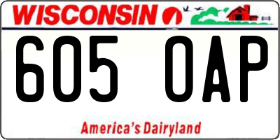 WI license plate 605OAP