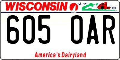 WI license plate 605OAR