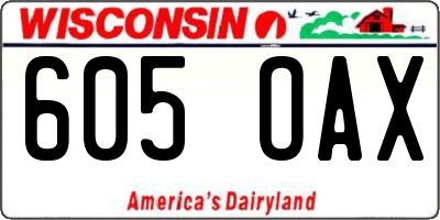 WI license plate 605OAX