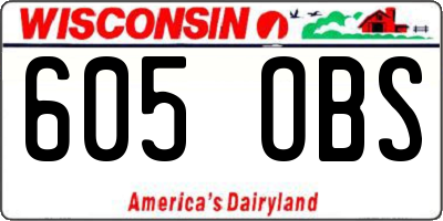 WI license plate 605OBS