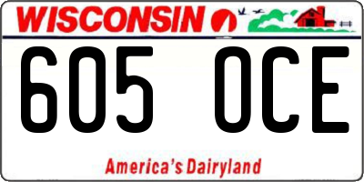 WI license plate 605OCE