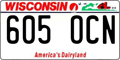 WI license plate 605OCN