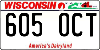 WI license plate 605OCT