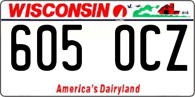 WI license plate 605OCZ