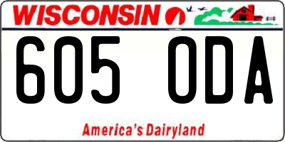 WI license plate 605ODA