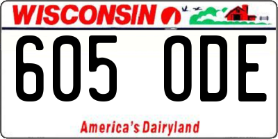 WI license plate 605ODE