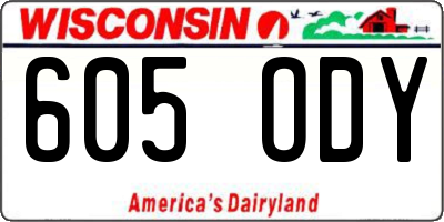 WI license plate 605ODY
