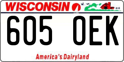 WI license plate 605OEK