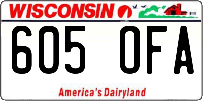WI license plate 605OFA