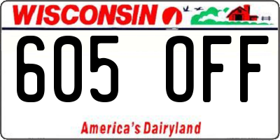 WI license plate 605OFF