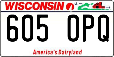 WI license plate 605OPQ