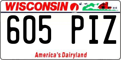 WI license plate 605PIZ