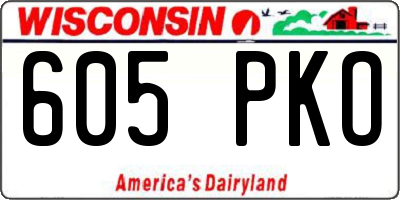 WI license plate 605PKO