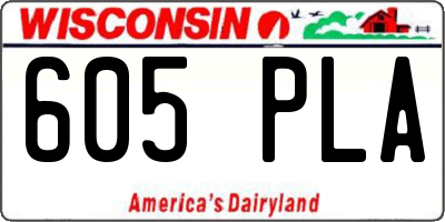 WI license plate 605PLA