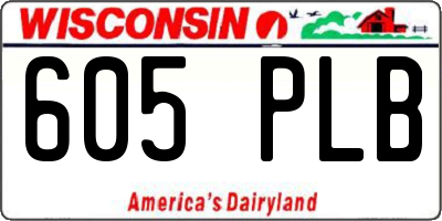 WI license plate 605PLB