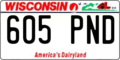 WI license plate 605PND
