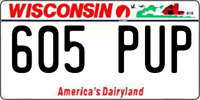 WI license plate 605PUP