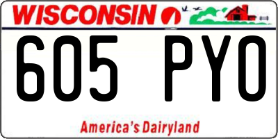 WI license plate 605PYO