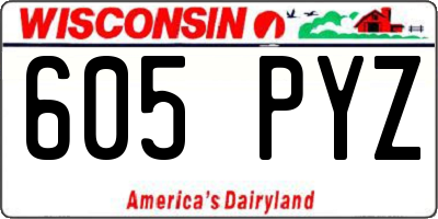 WI license plate 605PYZ
