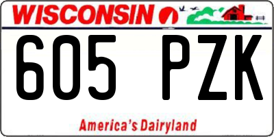 WI license plate 605PZK